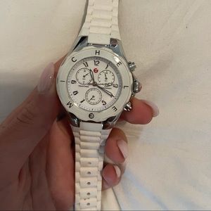 Michelle watch white and silver rubber band